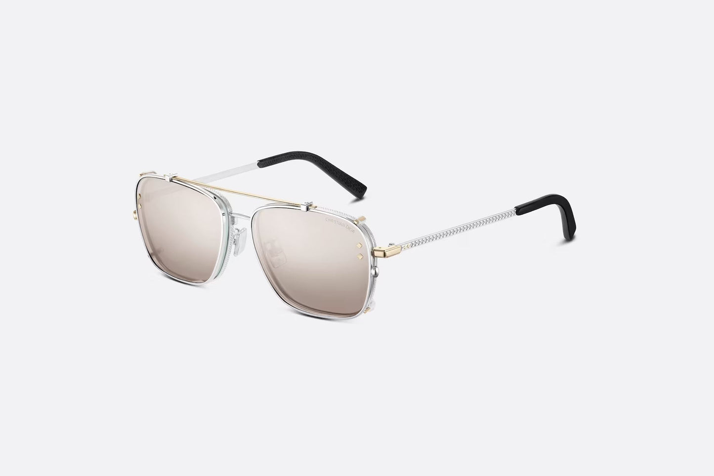 Beige and Silver Mirrored Square Sunglasses CDDMS4U